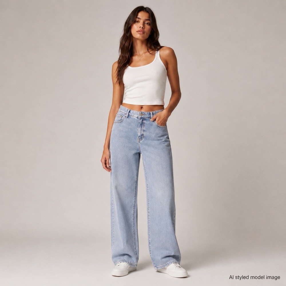 PacSun Wide Leg Jeans Womens 30 Light Wash 100% Cotton Denim 90's Inspired